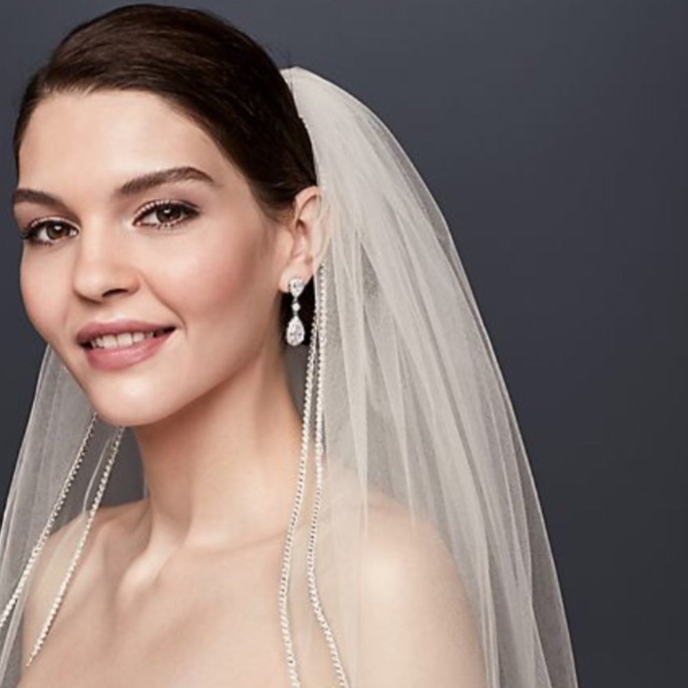 Two Tier Sparkling Rhinestone Edged Mid Veil